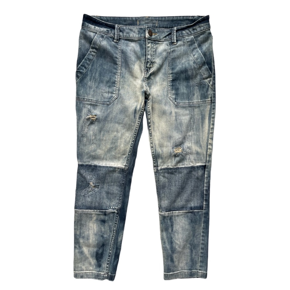 Free People Distressed Bleached Patchwork Cropped… - image 2